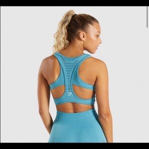 Gymshark blue/teal high neck seamless sports bra